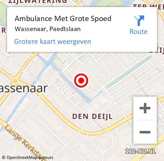 Locatie op kaart van de 112 melding: Ambulance Met Grote Spoed Naar Wassenaar, Paedtslaan op 1 februari 2023 23:04