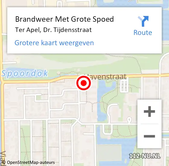 Locatie op kaart van de 112 melding: Brandweer Met Grote Spoed Naar Ter Apel, Dr. Tijdensstraat op 1 februari 2023 23:17