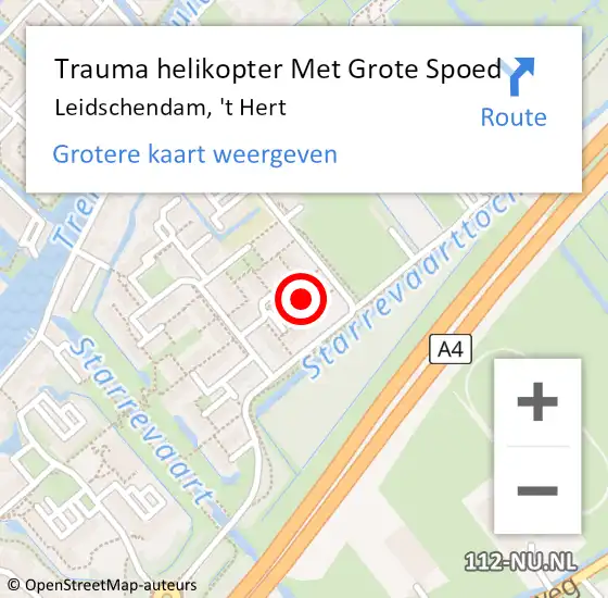 Locatie op kaart van de 112 melding: Trauma helikopter Met Grote Spoed Naar Leidschendam, 't Hert op 1 februari 2023 23:20