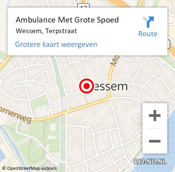 Locatie op kaart van de 112 melding: Ambulance Met Grote Spoed Naar Wessem, Terpstraat op 1 februari 2023 23:42