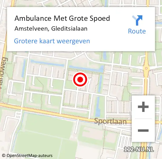 Locatie op kaart van de 112 melding: Ambulance Met Grote Spoed Naar Amstelveen, Gleditsialaan op 1 februari 2023 23:48