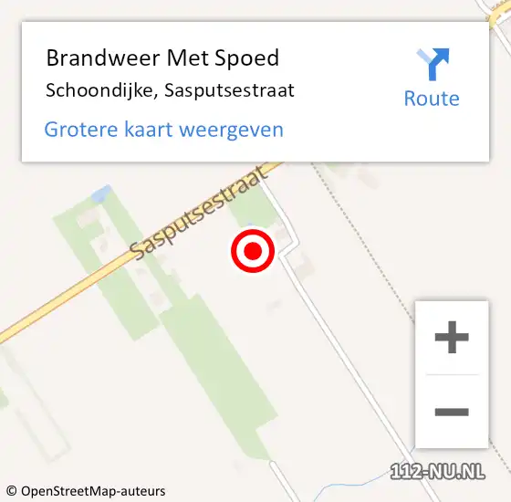 Locatie op kaart van de 112 melding: Brandweer Met Spoed Naar Schoondijke, Sasputsestraat op 1 februari 2023 23:55