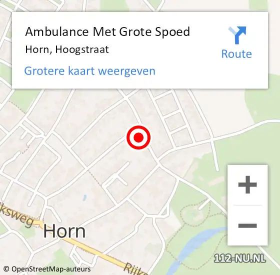 Locatie op kaart van de 112 melding: Ambulance Met Grote Spoed Naar Horn, Hoogstraat op 2 februari 2023 00:12