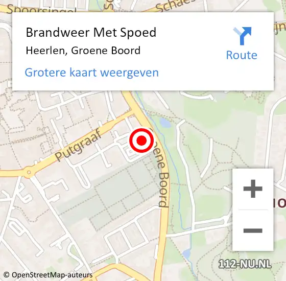 Locatie op kaart van de 112 melding: Brandweer Met Spoed Naar Heerlen, Groene Boord op 2 februari 2023 00:37