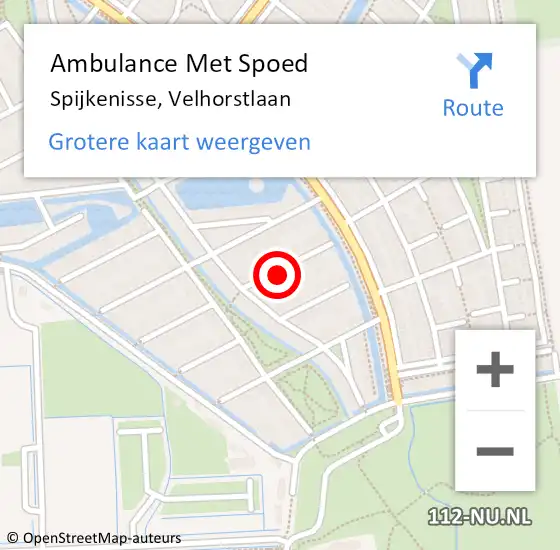 Locatie op kaart van de 112 melding: Ambulance Met Spoed Naar Spijkenisse, Velhorstlaan op 2 februari 2023 01:00