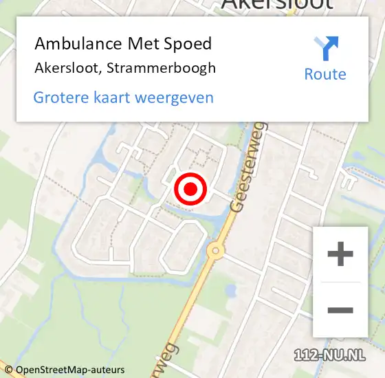 Locatie op kaart van de 112 melding: Ambulance Met Spoed Naar Akersloot, Strammerboogh op 2 februari 2023 03:38