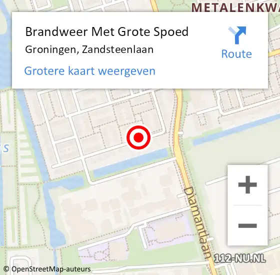 Locatie op kaart van de 112 melding: Brandweer Met Grote Spoed Naar Groningen, Zandsteenlaan op 2 februari 2023 03:59