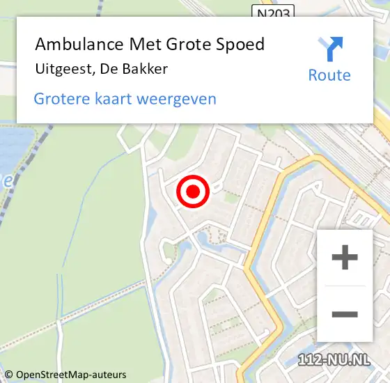 Locatie op kaart van de 112 melding: Ambulance Met Grote Spoed Naar Uitgeest, De Bakker op 2 februari 2023 04:11