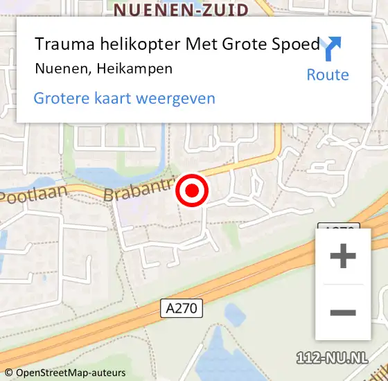 Locatie op kaart van de 112 melding: Trauma helikopter Met Grote Spoed Naar Nuenen, Heikampen op 2 februari 2023 05:14