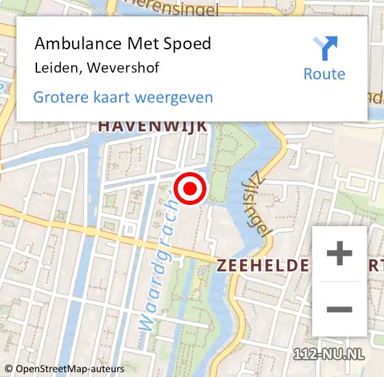 Locatie op kaart van de 112 melding: Ambulance Met Spoed Naar Leiden, Wevershof op 2 februari 2023 05:28