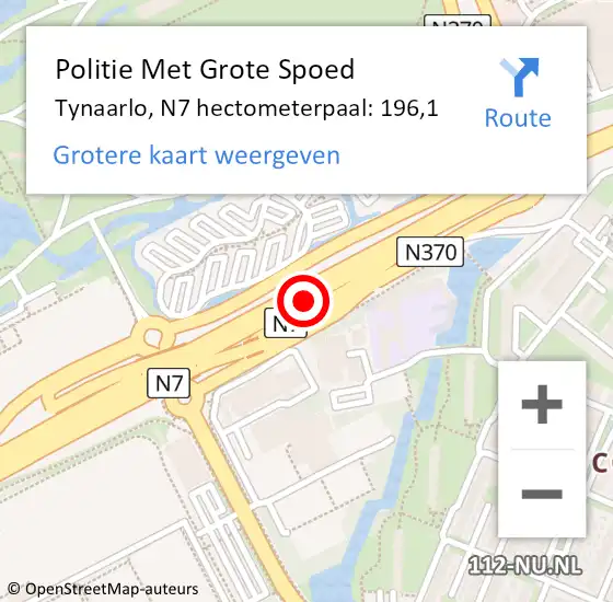 Locatie op kaart van de 112 melding: Politie Met Grote Spoed Naar Tynaarlo, N7 hectometerpaal: 196,1 op 2 februari 2023 07:17