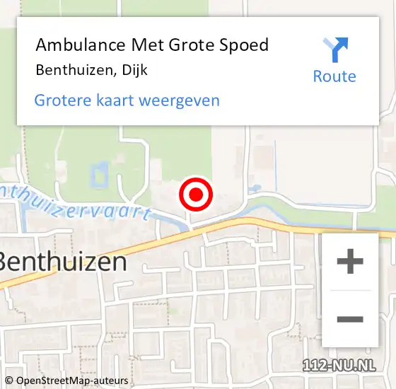 Locatie op kaart van de 112 melding: Ambulance Met Grote Spoed Naar Benthuizen, Dijk op 2 februari 2023 07:32