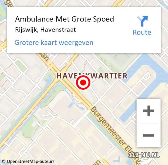 Locatie op kaart van de 112 melding: Ambulance Met Grote Spoed Naar Rijswijk, Havenstraat op 2 februari 2023 07:47
