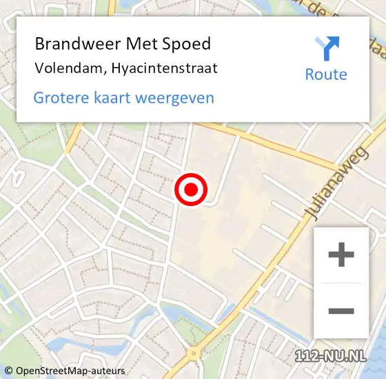 Locatie op kaart van de 112 melding: Brandweer Met Spoed Naar Volendam, Hyacintenstraat op 2 februari 2023 07:49