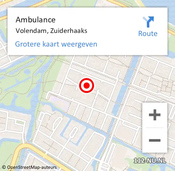 Locatie op kaart van de 112 melding: Ambulance Volendam, Zuiderhaaks op 2 februari 2023 07:52