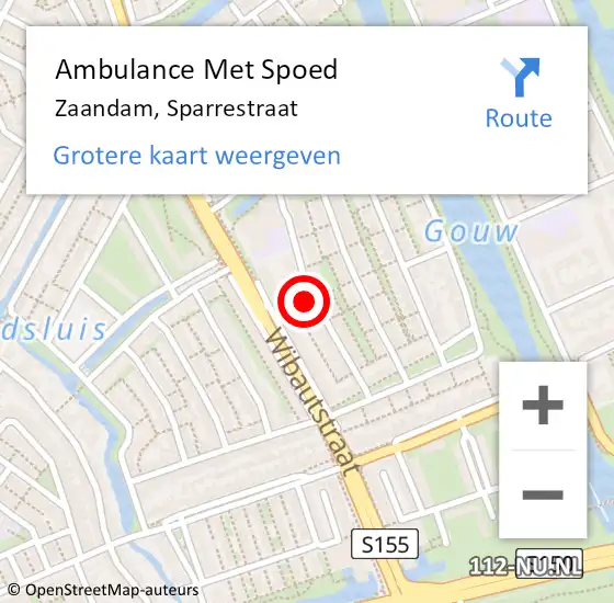 Locatie op kaart van de 112 melding: Ambulance Met Spoed Naar Zaandam, Sparrestraat op 2 februari 2023 07:56