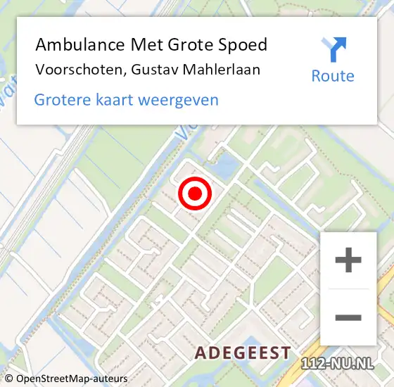 Locatie op kaart van de 112 melding: Ambulance Met Grote Spoed Naar Voorschoten, Gustav Mahlerlaan op 2 februari 2023 07:56