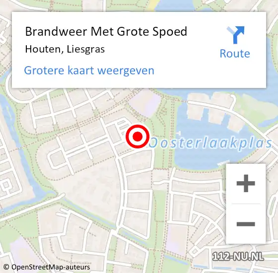 Locatie op kaart van de 112 melding: Brandweer Met Grote Spoed Naar Houten, Liesgras op 2 februari 2023 08:05