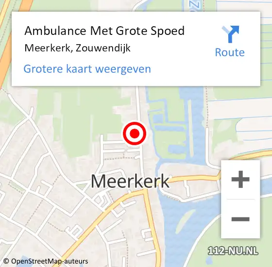 Locatie op kaart van de 112 melding: Ambulance Met Grote Spoed Naar Meerkerk, Zouwendijk op 2 februari 2023 08:24