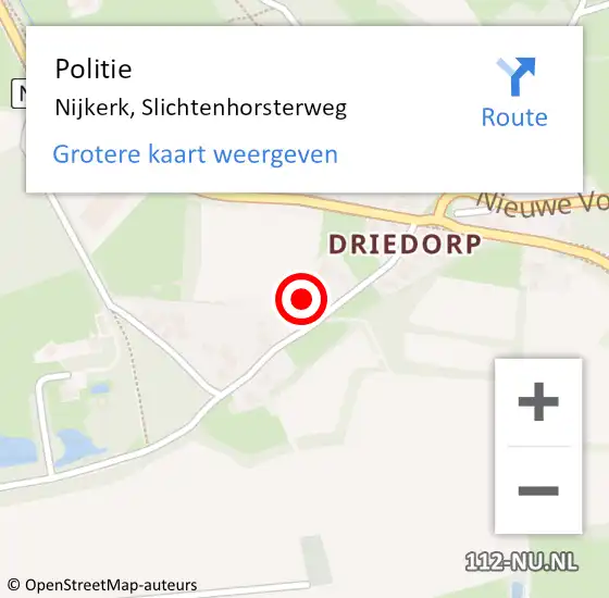 Locatie op kaart van de 112 melding: Politie Nijkerk, Slichtenhorsterweg op 2 februari 2023 08:27