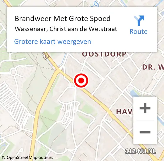 Locatie op kaart van de 112 melding: Brandweer Met Grote Spoed Naar Wassenaar, Christiaan de Wetstraat op 2 februari 2023 08:33