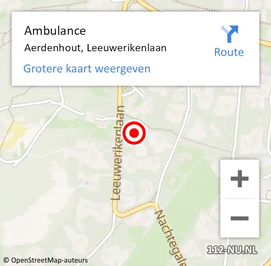 Locatie op kaart van de 112 melding: Ambulance Aerdenhout, Leeuwerikenlaan op 2 februari 2023 08:40