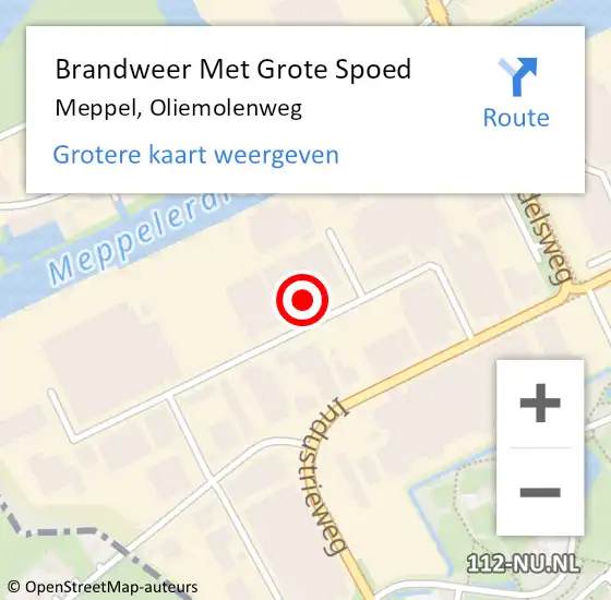 Locatie op kaart van de 112 melding: Brandweer Met Grote Spoed Naar Meppel, Oliemolenweg op 2 februari 2023 08:43