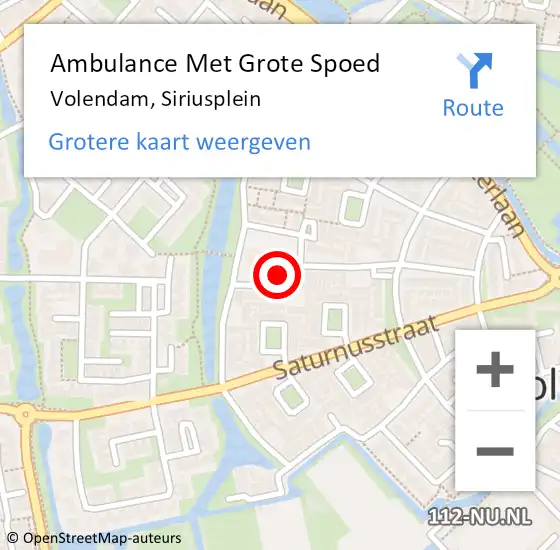 Locatie op kaart van de 112 melding: Ambulance Met Grote Spoed Naar Volendam, Siriusplein op 2 februari 2023 09:07