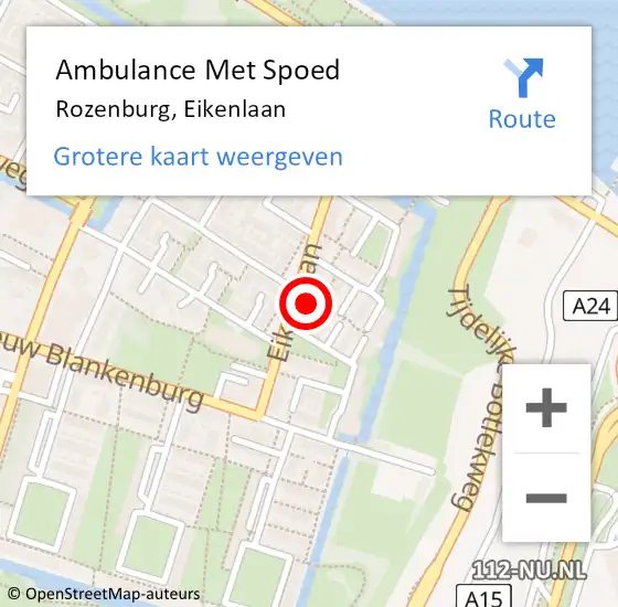 Locatie op kaart van de 112 melding: Ambulance Met Spoed Naar Rozenburg, Eikenlaan op 2 februari 2023 09:13