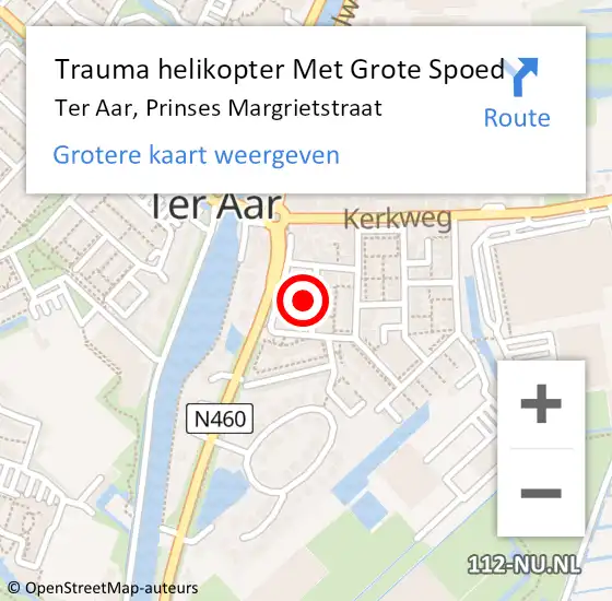Locatie op kaart van de 112 melding: Trauma helikopter Met Grote Spoed Naar Ter Aar, Prinses Margrietstraat op 2 februari 2023 09:48