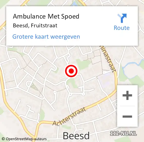 Locatie op kaart van de 112 melding: Ambulance Met Spoed Naar Beesd, Fruitstraat op 2 februari 2023 10:09