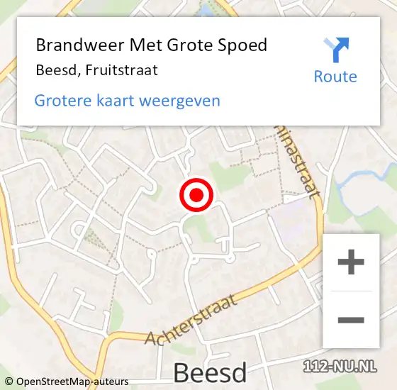 Locatie op kaart van de 112 melding: Brandweer Met Grote Spoed Naar Beesd, Fruitstraat op 2 februari 2023 10:09