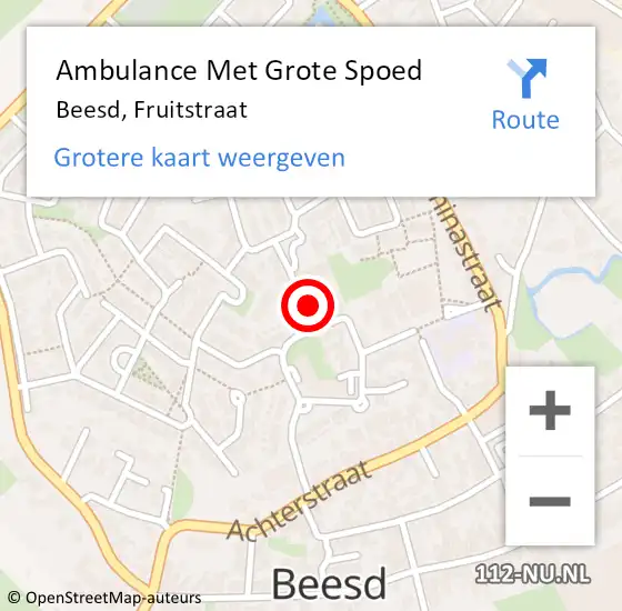 Locatie op kaart van de 112 melding: Ambulance Met Grote Spoed Naar Beesd, Fruitstraat op 2 februari 2023 10:10