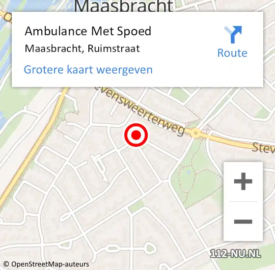 Locatie op kaart van de 112 melding: Ambulance Met Spoed Naar Maasbracht, Ruimstraat op 2 februari 2023 10:17