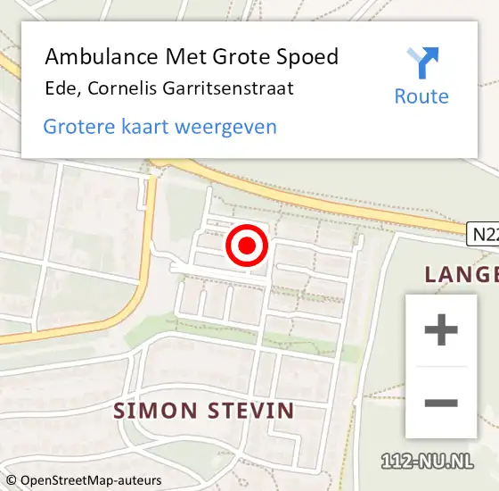 Locatie op kaart van de 112 melding: Ambulance Met Grote Spoed Naar Ede, Cornelis Garritsenstraat op 2 februari 2023 11:09