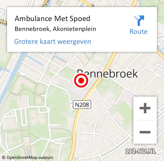 Locatie op kaart van de 112 melding: Ambulance Met Spoed Naar Bennebroek, Akonietenplein op 2 februari 2023 11:59