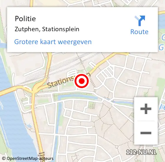 Locatie op kaart van de 112 melding: Politie Zutphen, Stationsplein op 2 februari 2023 12:19