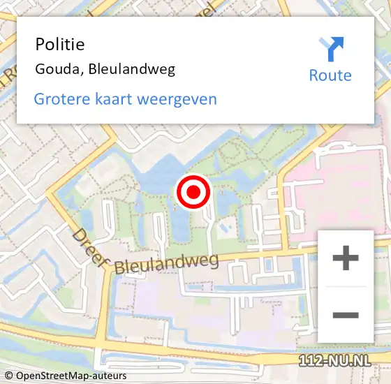 Locatie op kaart van de 112 melding: Politie Gouda, Bleulandweg op 2 februari 2023 12:23