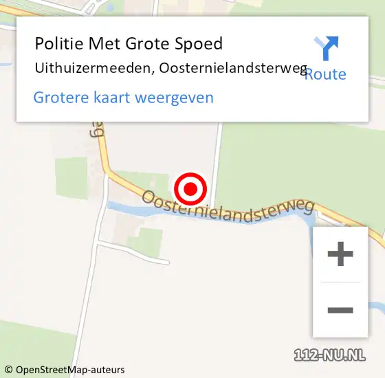 Locatie op kaart van de 112 melding: Politie Met Grote Spoed Naar Uithuizermeeden, Oosternielandsterweg op 2 februari 2023 12:27