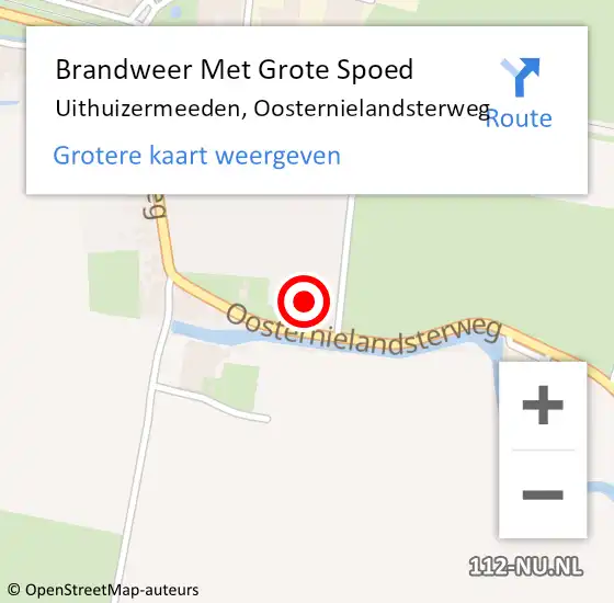 Locatie op kaart van de 112 melding: Brandweer Met Grote Spoed Naar Uithuizermeeden, Oosternielandsterweg op 2 februari 2023 12:29