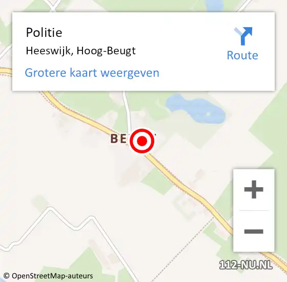 Locatie op kaart van de 112 melding: Politie Heeswijk, Hoog-Beugt op 2 februari 2023 12:43