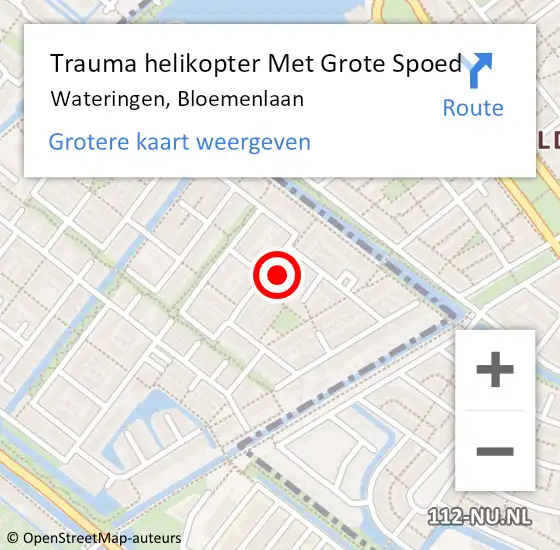 Locatie op kaart van de 112 melding: Trauma helikopter Met Grote Spoed Naar Wateringen, Bloemenlaan op 2 februari 2023 13:11