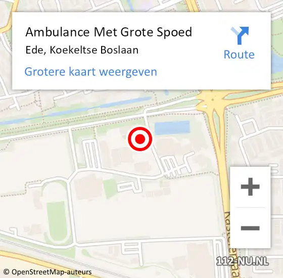 Locatie op kaart van de 112 melding: Ambulance Met Grote Spoed Naar Ede, Koekeltse Boslaan op 2 februari 2023 13:36