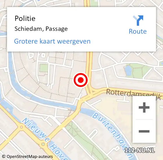 Locatie op kaart van de 112 melding: Politie Schiedam, Passage op 2 februari 2023 13:44