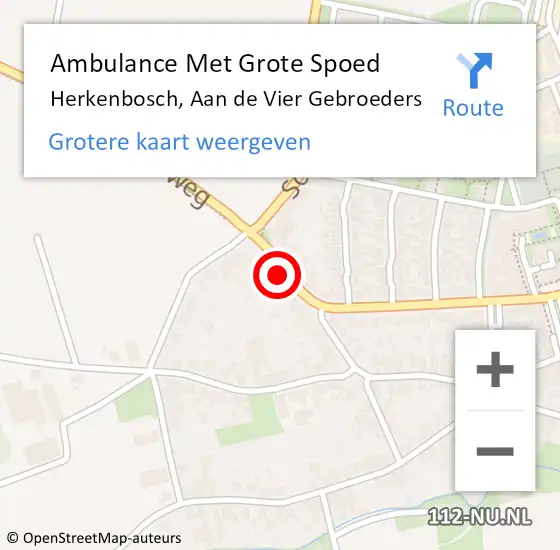 Locatie op kaart van de 112 melding: Ambulance Met Grote Spoed Naar Herkenbosch, Aan de Vier Gebroeders op 2 februari 2023 13:51