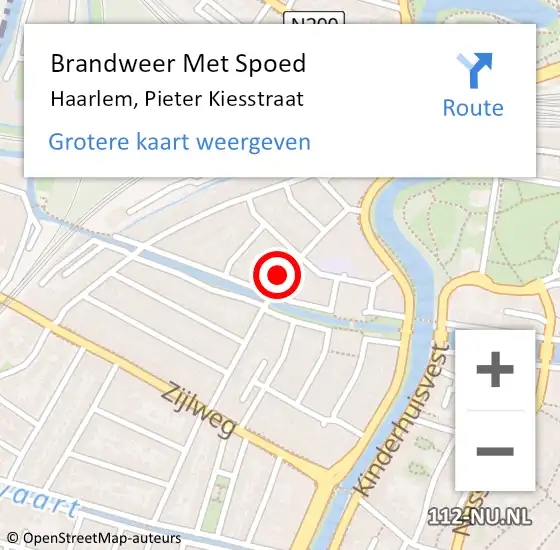 Locatie op kaart van de 112 melding: Brandweer Met Spoed Naar Haarlem, Pieter Kiesstraat op 2 februari 2023 14:08