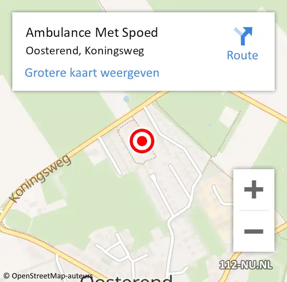 Locatie op kaart van de 112 melding: Ambulance Met Spoed Naar Oosterend, Koningsweg op 2 februari 2023 14:21