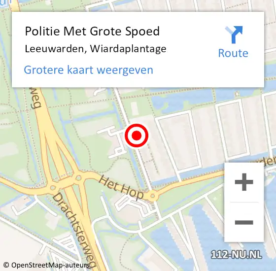 Locatie op kaart van de 112 melding: Politie Met Grote Spoed Naar Leeuwarden, Wiardaplantage op 2 februari 2023 14:46