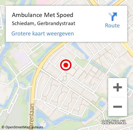 Locatie op kaart van de 112 melding: Ambulance Met Spoed Naar Schiedam, Gerbrandystraat op 2 februari 2023 15:29