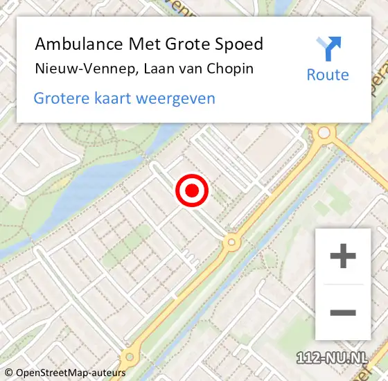 Locatie op kaart van de 112 melding: Ambulance Met Grote Spoed Naar Nieuw-Vennep, Laan van Chopin op 2 februari 2023 15:53